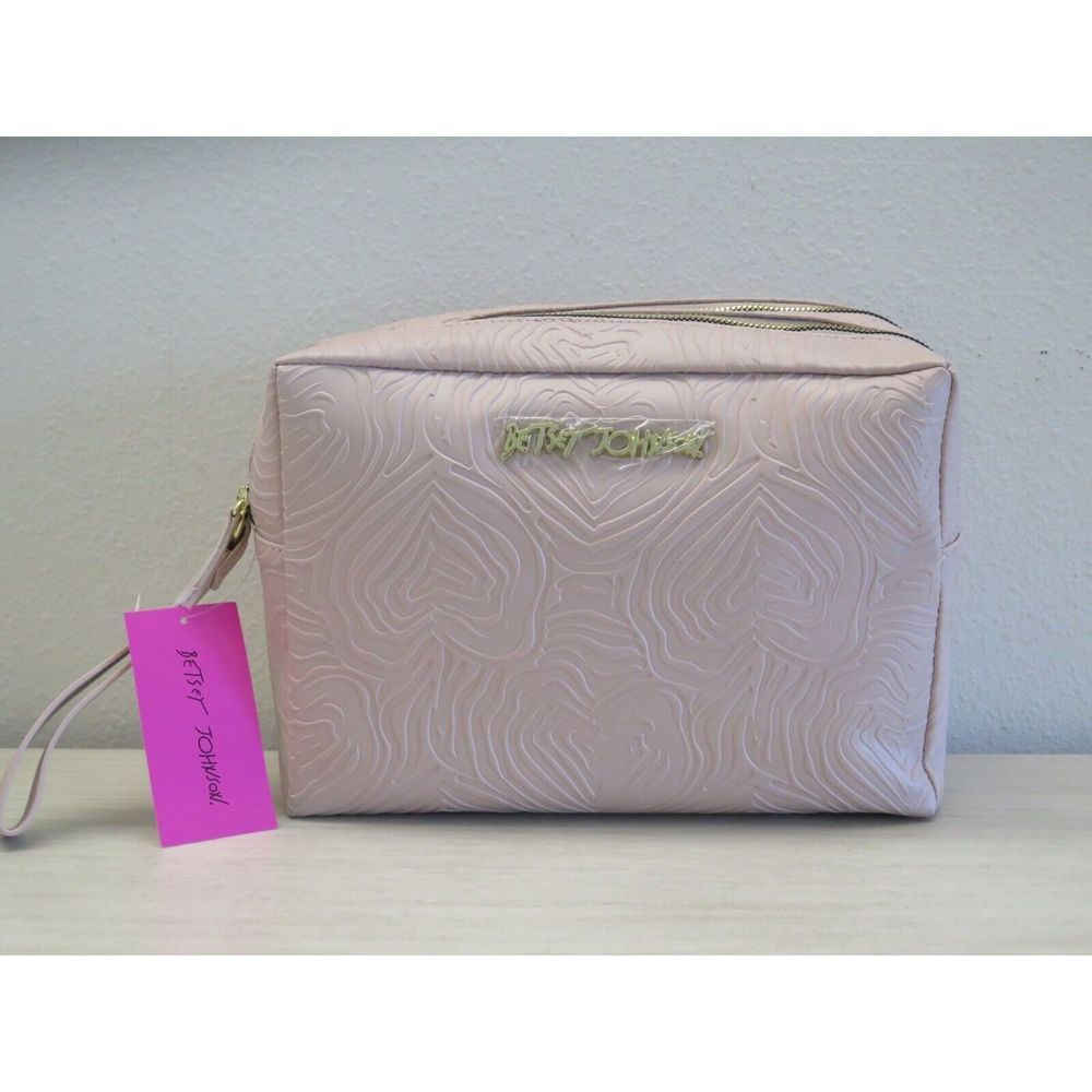 Betsey Johnson CBJ-1056 Women's Rose Pink Double Zip Weekender Bag $68 - Picture 1 of 11